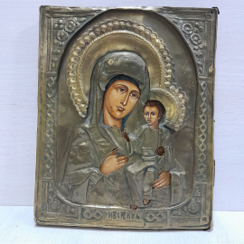Икона Иверской Божией Матери в окладе, после реставрации